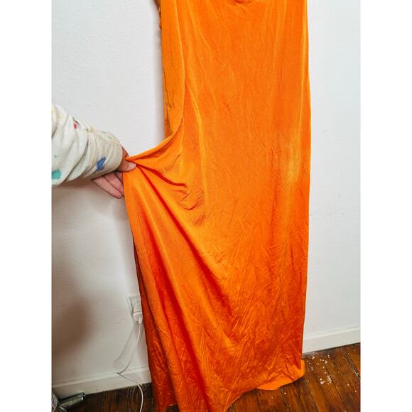 JONATHAN SIMKHAI Orange Jersey A-Line Open Tie Back V-Neck Hayes Dress sz Small - Picture 10 of 16